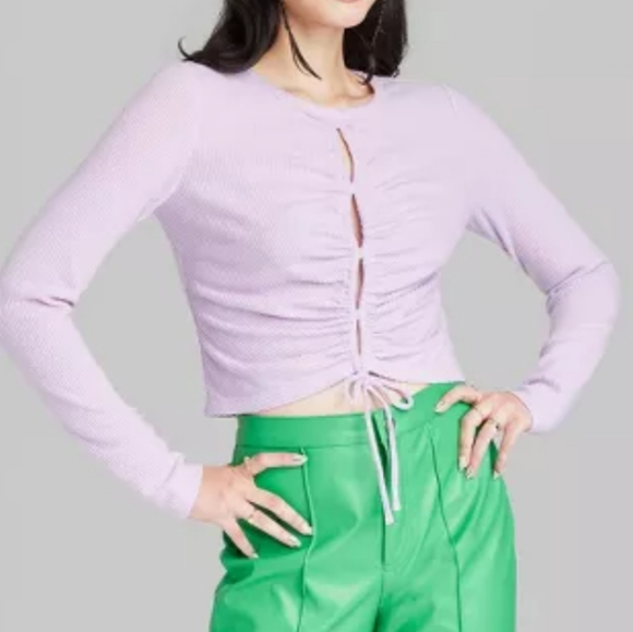 NWT Wild Fable Lavender Cozy Knit Blouse Size Medium - Picture 1 of 8